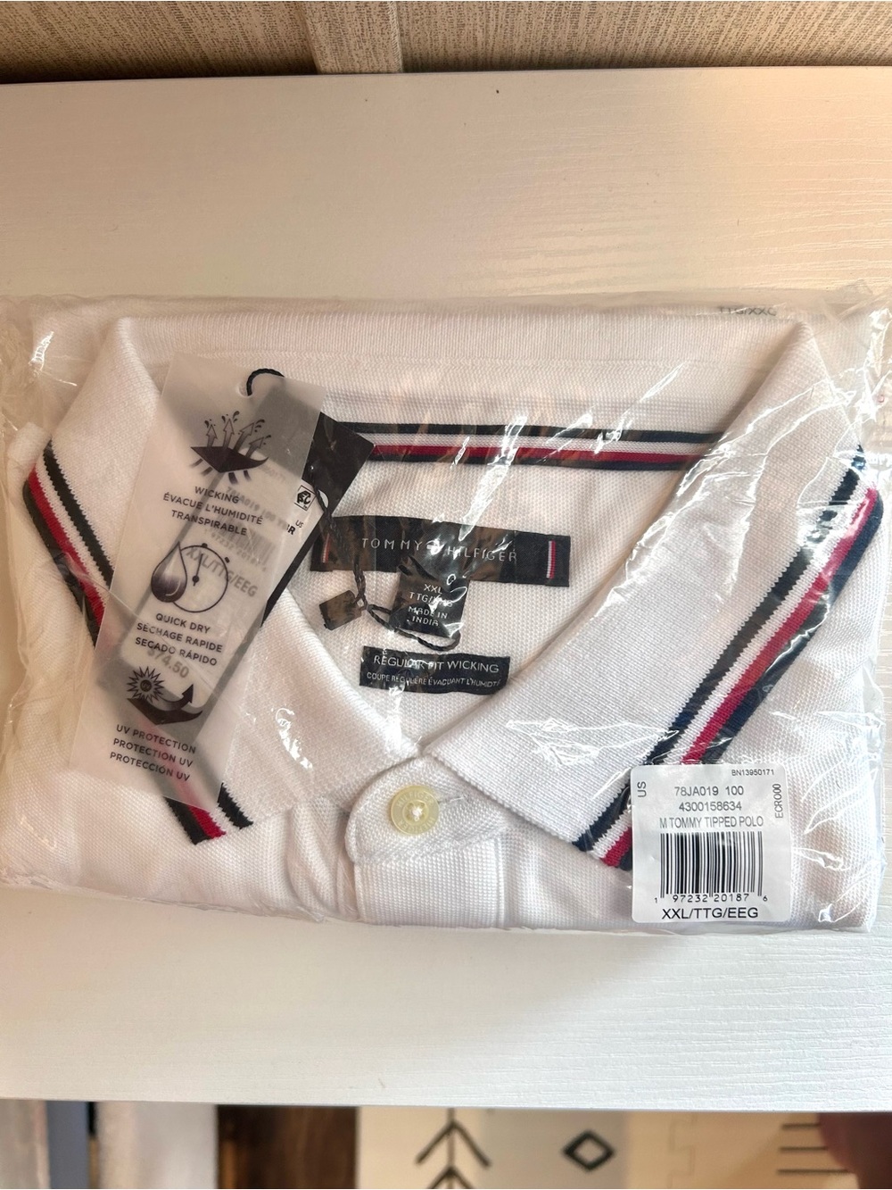 Tommy Hilfiger White Polo with Red & Navy Trim